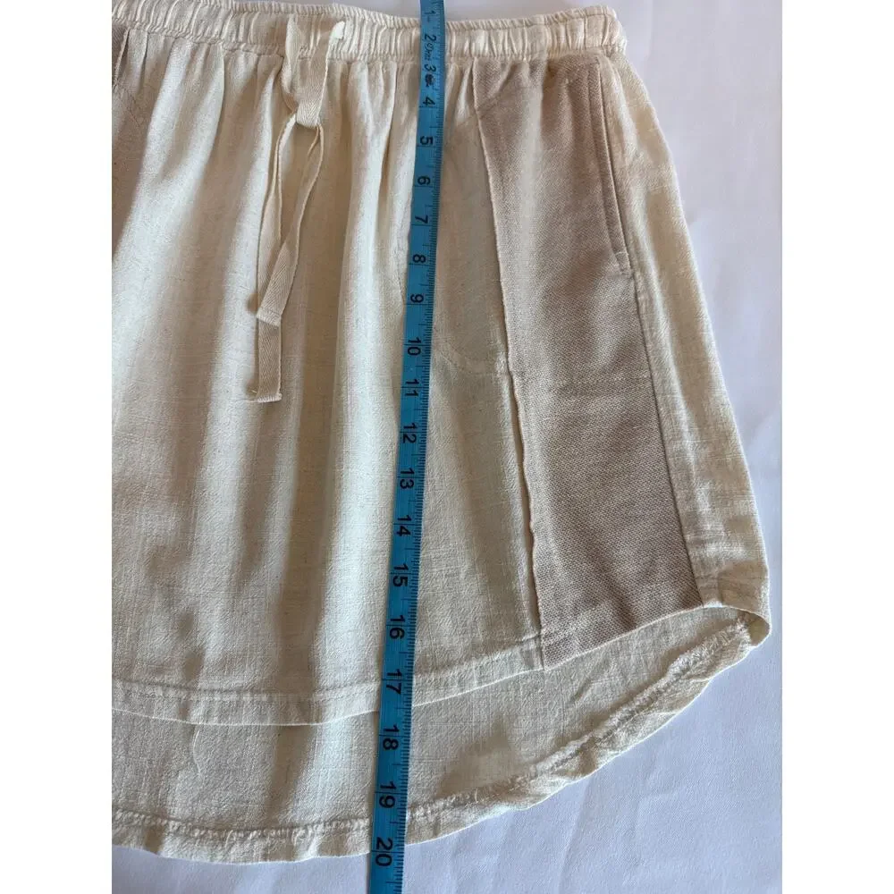 Umgee Linen Blend Skirt – Medium Oatmeal Elastic Waist Summer Coastal - Picture 5 of 9